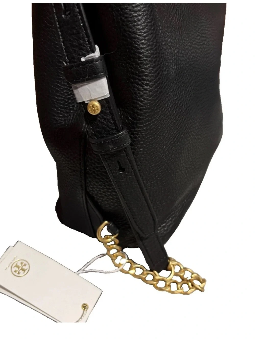 NWT Tory Burch Chelsea Black Leather Backpack with Gold chain & logo